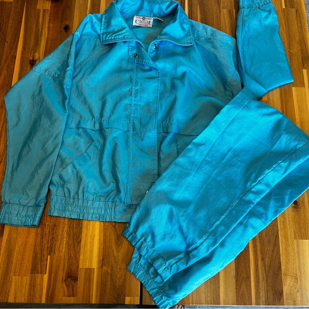 VTG Casual Club Vintage 80's 90’s Blue Windbreaker Set Size S